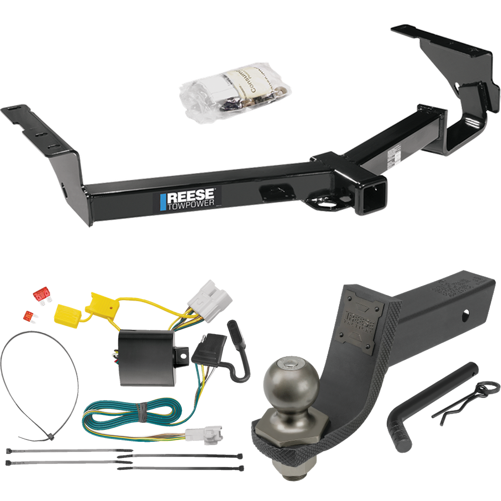 Fits 2008-2013 Toyota Highlander Trailer Hitch Tow PKG w/ 4-Flat Wiring + Interlock Tactical Starter Kit w/ 3-1/4" Drop & 2" Ball (Excludes: w/Full Size 19" Spare Tire Models) By Reese Towpower