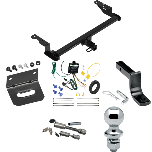 Fits 2018-2022 Ford EcoSport Trailer Hitch Tow PKG w/ 4-Flat Wiring Harness + Draw-Bar + 1-7/8" Ball + Wiring Bracket + Dual Hitch & Coupler Locks By Draw-Tite