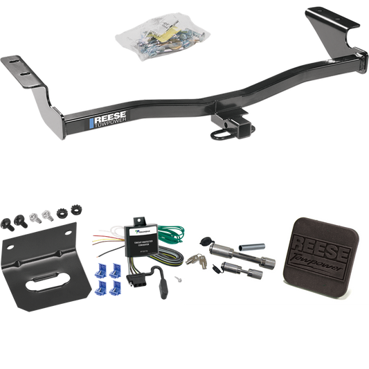 Se adapta al paquete de enganche de remolque Scion tC 2005-2010 con arnés de cableado plano de 4 + cubierta de enganche + enganche doble y cerraduras de acoplador de Reese Towpower