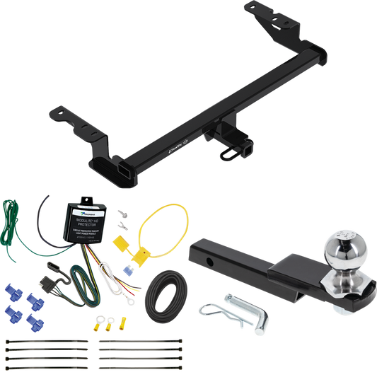 Fits 2018-2022 Ford EcoSport Trailer Hitch Tow PKG w/ 4-Flat Wiring Harness + Interlock Starter Kit w/ 2" Ball 1-1/4" Drop 3/4" Rise By Draw-Tite