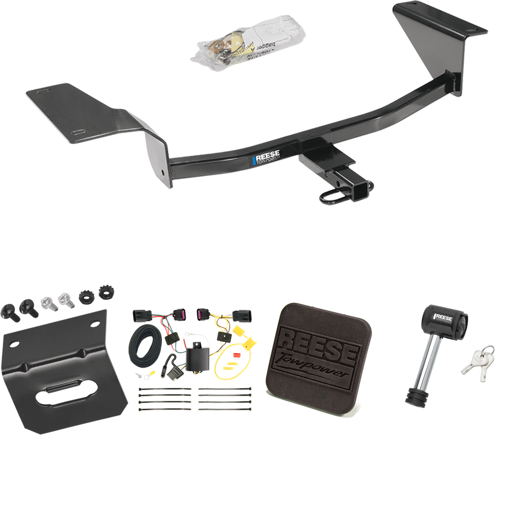 Fits 2012-2017 Buick Verano Trailer Hitch Tow PKG w/ 4-Flat Wiring Harness + Hitch Cover + Hitch Lock (Excludes: Turbo or w/Dual Exhaust Models) By Reese Towpower