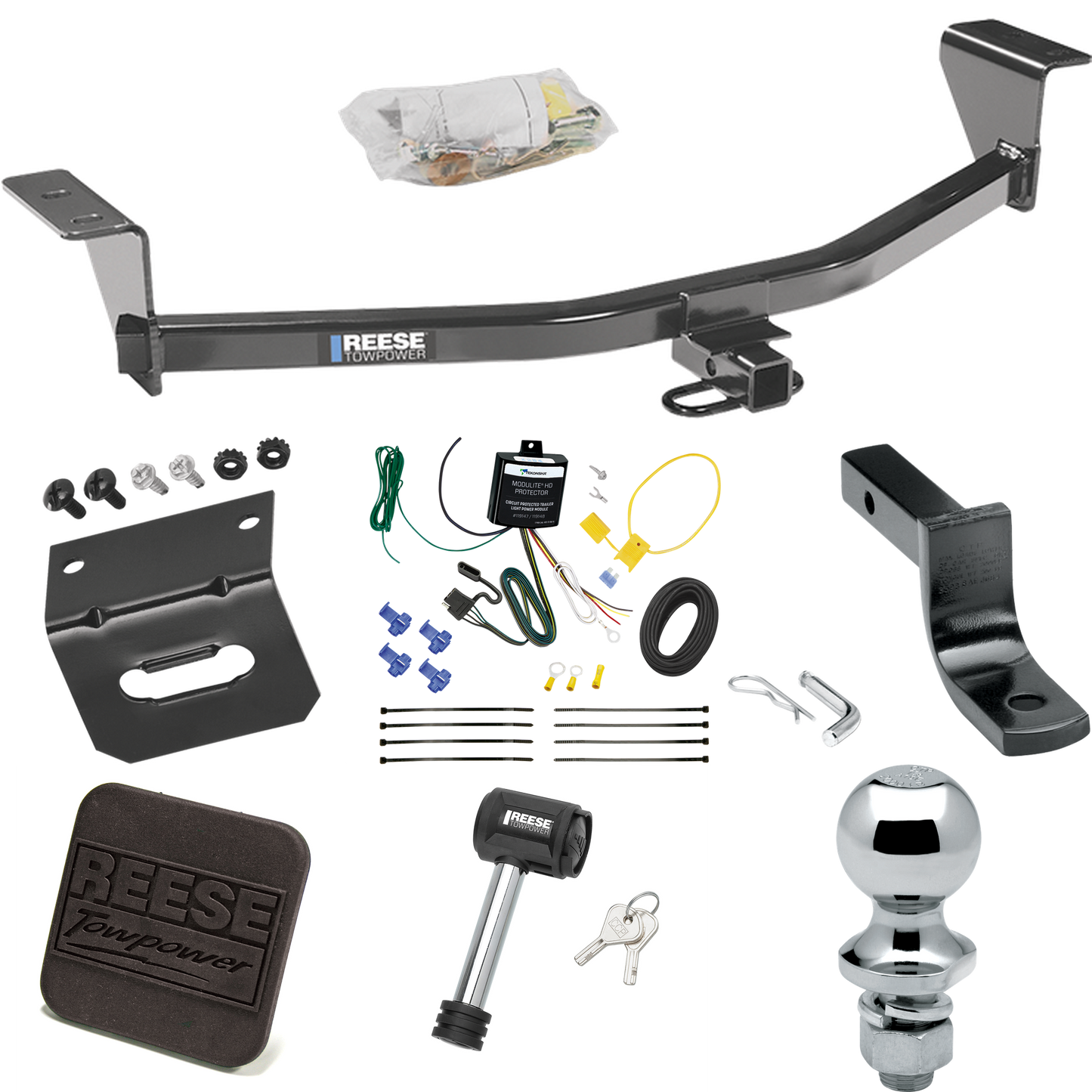 Fits 2008-2010 Scion xB Trailer Hitch Tow PKG w/ 4-Flat Wiring Harness + Draw-Bar + 1-7/8" Ball + Wiring Bracket + Hitch Cover + Hitch Lock (Excludes: Release Series Models) By Reese Towpower