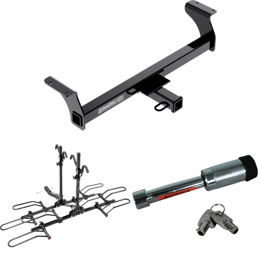 Fits 2013-2013 Isuzu D-Max Trailer Hitch Tow PKG w/ 4 Bike Plaform Style Carrier Rack + Hitch Lock By Draw-Tite