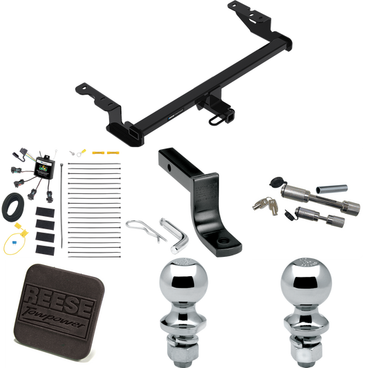 Fits 2018-2022 Ford EcoSport Trailer Hitch Tow PKG w/ 4-Flat Zero Contact "No Splice" Wiring Harness + Draw-Bar + 1-7/8" + 2" Ball + Hitch Cover + Dual Hitch & Coupler Locks By Reese Towpower