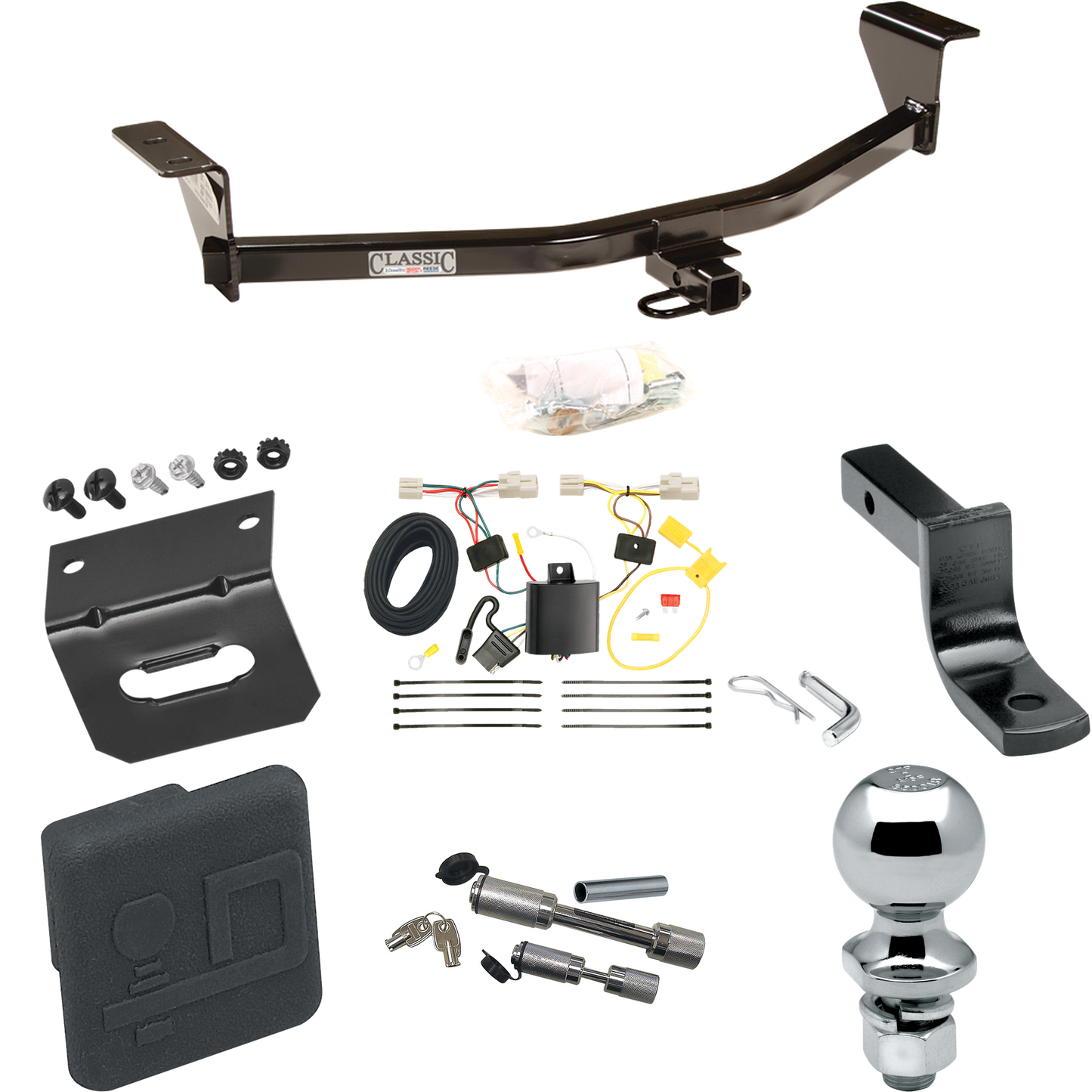 Fits 2011-2013 Scion xB Trailer Hitch Tow PKG w/ 4-Flat Wiring Harness + Draw-Bar + 2" Ball + Wiring Bracket + Hitch Cover + Dual Hitch & Coupler Locks (Excludes: Release Series Models) By Draw-Tite