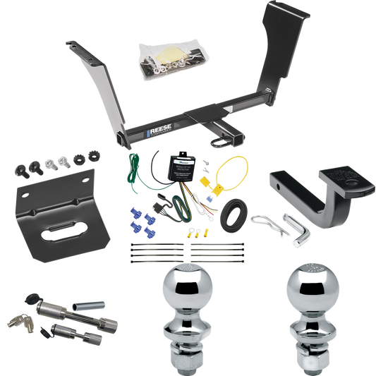 Se adapta al paquete de remolque con enganche de remolque Cadillac STS 2005-2011 con arnés de cableado plano de 4 + barra de tracción + bola de 1-7/8" + bola de 2" + soporte de cableado + enganche doble y cerraduras de acoplador de Reese Towpower