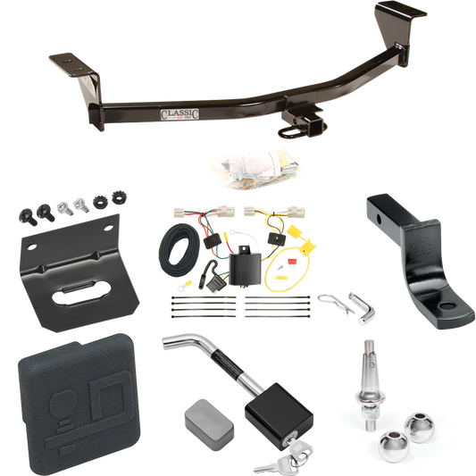 Fits 2011-2013 Scion xB Trailer Hitch Tow PKG w/ 4-Flat Wiring Harness + Draw-Bar + Interchangeable 1-7/8" & 2" Balls + Wiring Bracket + Hitch Cover + Hitch Lock (Excludes: Release Series Models) By Draw-Tite