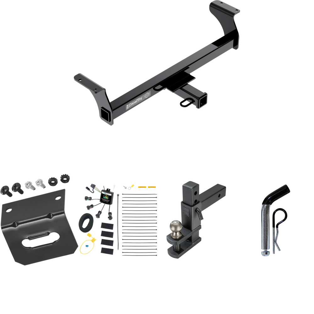 Fits 2013-2013 Isuzu D-Max Trailer Hitch Tow PKG w/ 4-Flat Zero Contact "No Splice" Wiring Harness + Adjustable Drop Rise Clevis Hitch Ball Mount w/ 2" Ball + Pin/Clip + Wiring Bracket By Draw-Tite