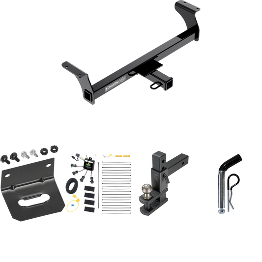 Fits 2013-2013 Isuzu D-Max Trailer Hitch Tow PKG w/ 4-Flat Zero Contact "No Splice" Wiring Harness + Adjustable Drop Rise Clevis Hitch Ball Mount w/ 2" Ball + Pin/Clip + Wiring Bracket By Draw-Tite