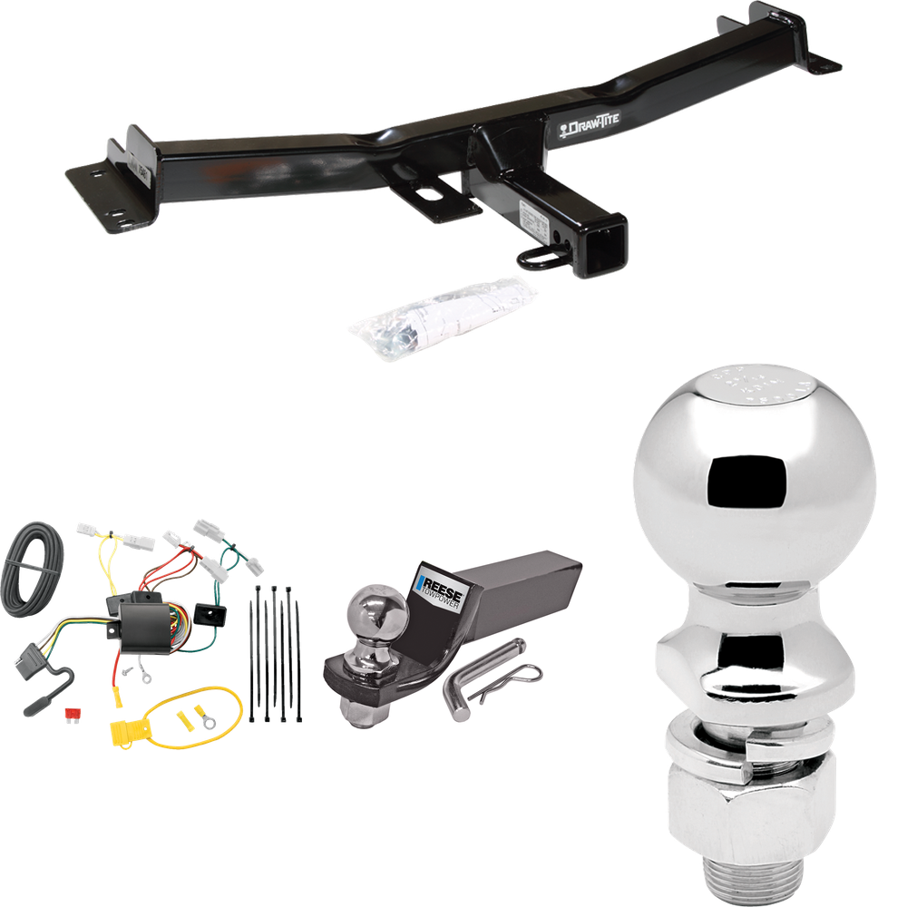 Fits 2007-2014 Toyota FJ Cruiser Trailer Hitch Tow PKG w/ 4-Flat Wiring + Starter Kit Ball Mount w/ 2" Drop & 2" Ball + 2-5/16" Ball By Draw-Tite