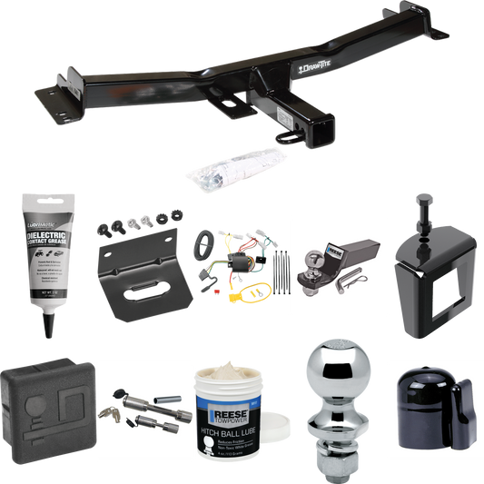 Fits 2007-2014 Toyota FJ Cruiser Trailer Hitch Tow PKG w/ 4-Flat Wiring + Starter Kit Ball Mount w/ 2" Drop & 2" Ball + 1-7/8" Ball + Wiring Bracket + Dual Hitch & Coupler Locks + Hitch Cover + Wiring Tester + Ball Lube +Electric Grease + Ball Wrench