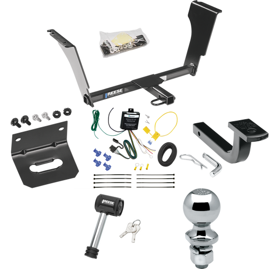 Se adapta al paquete de enganche de remolque Cadillac CTS 2003-2007 con arnés de cableado plano de 4 + barra de tracción + bola de 2" + soporte de cableado + bloqueo de enganche de Reese Towpower