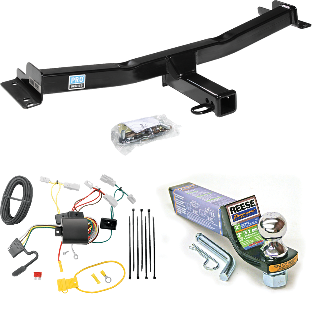 Fits 2007-2014 Toyota FJ Cruiser Trailer Hitch Tow PKG w/ 4-Flat Wiring + Starter Kit Ball Mount w/ 2" Drop & 1-7/8" Ball By Reese Towpower