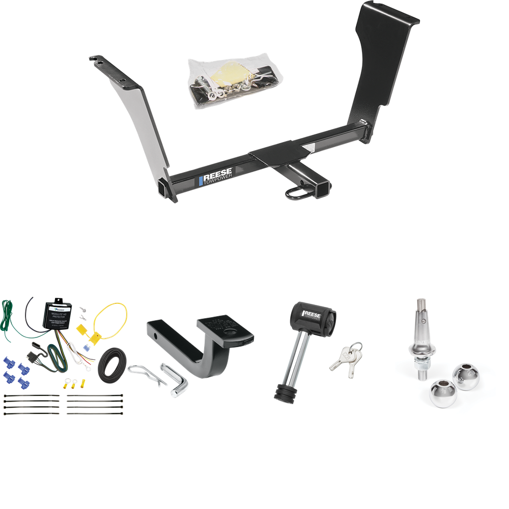 Se adapta al paquete de remolque con enganche para remolque Cadillac CTS 2008-2013 con arnés de cableado de 4 planos + barra de tracción + bolas intercambiables de 1-7/8" y 2" + bloqueo de enganche (para modelos sedán) de Reese Towpower