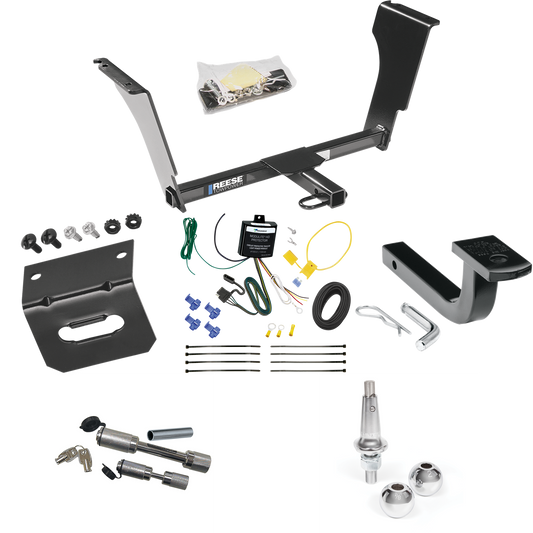 Fits 2009-2013 Cadillac CTS V Trailer Hitch Tow PKG w/ 4-Flat Wiring Harness + Draw-Bar + Interchangeable 1-7/8" & 2" Balls + Wiring Bracket + Dual Hitch & Coupler Locks (For Sedan Models) By Reese Towpower