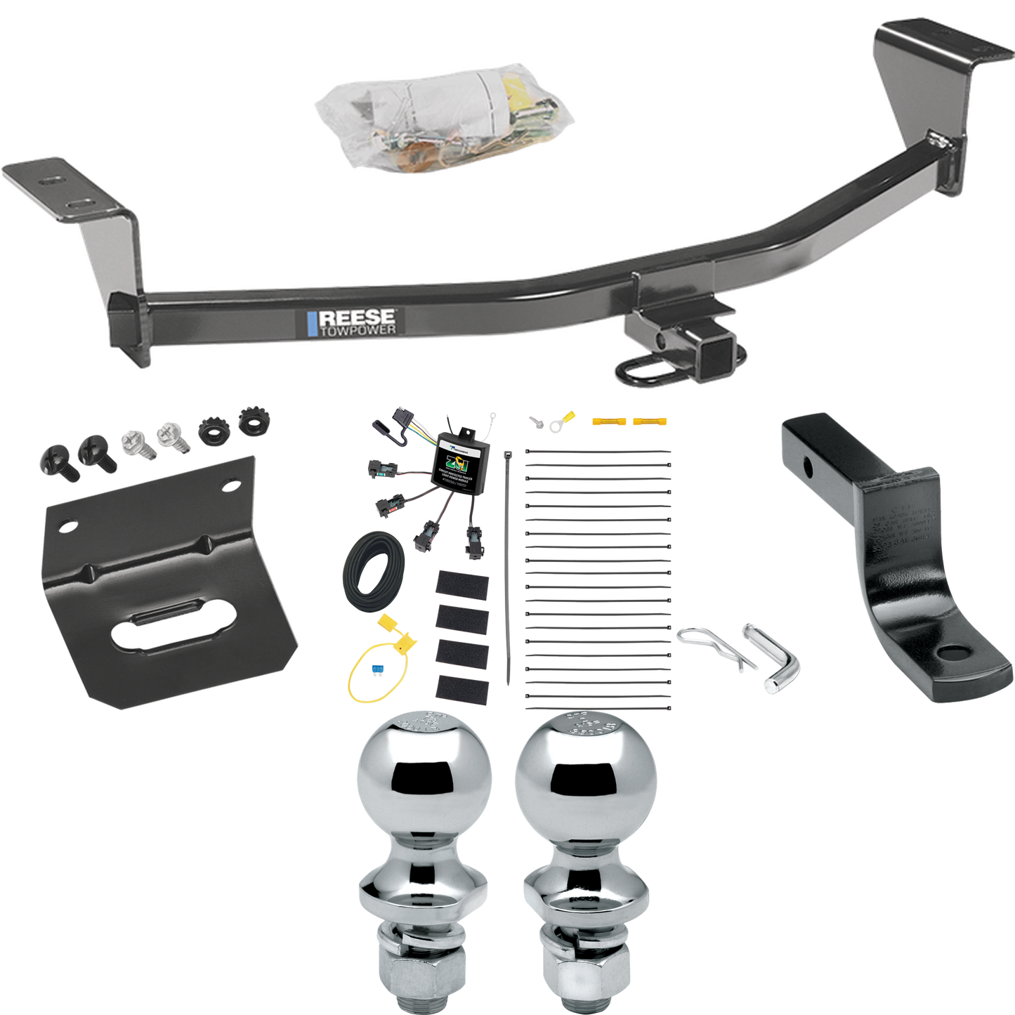 Fits 2008-2010 Scion xB Trailer Hitch Tow PKG w/ 4-Flat Zero Contact "No Splice" Wiring Harness + Draw-Bar + 1-7/8" + 2" Ball + Wiring Bracket (Excludes: Release Series Models) By Reese Towpower