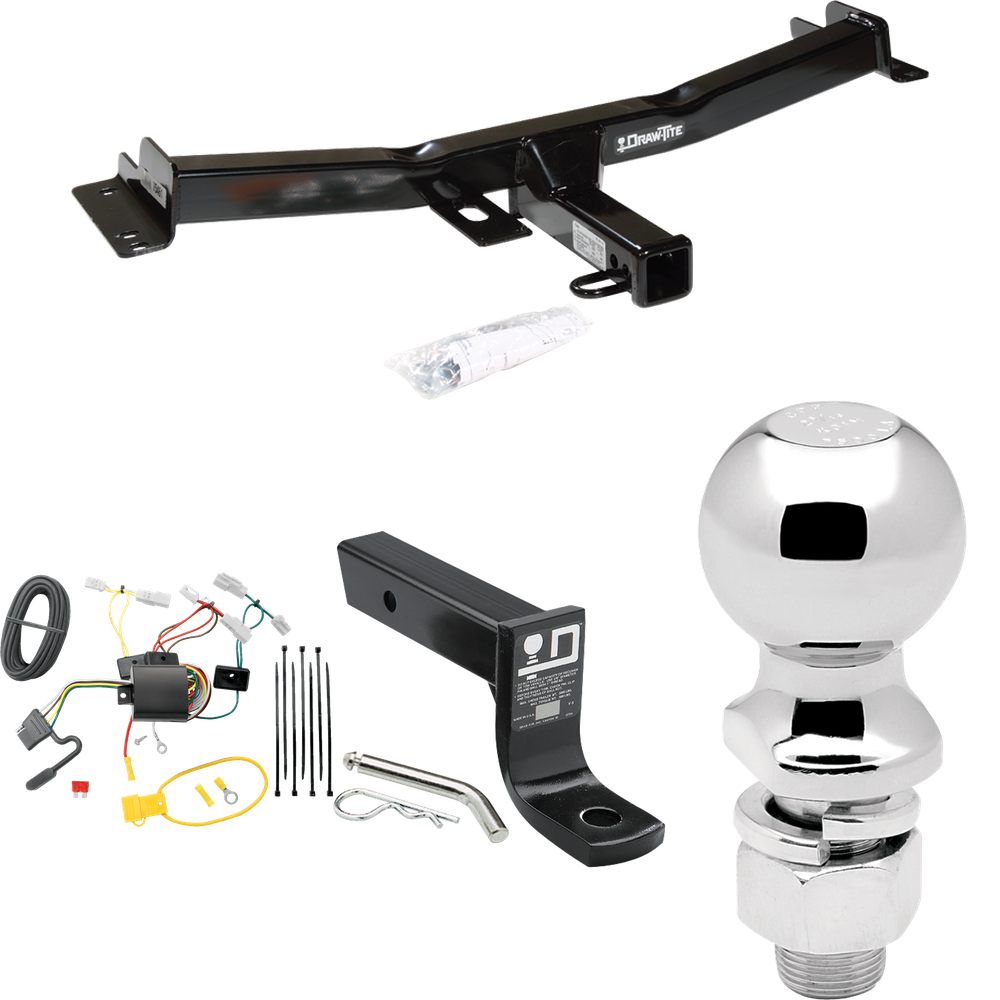 Fits 2007-2014 Toyota FJ Cruiser Trailer Hitch Tow PKG w/ 4-Flat Wiring + Ball Mount w/ 4" Drop + 2-5/16" Ball By Draw-Tite