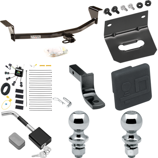 Fits 2008-2010 Scion xB Trailer Hitch Tow PKG w/ 4-Flat Zero Contact "No Splice" Wiring Harness + Draw-Bar + 1-7/8" + 2" Ball + Wiring Bracket + Hitch Cover + Hitch Lock (Excludes: Release Series Models) By Draw-Tite