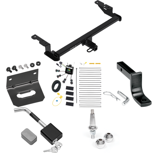 Fits 2018-2022 Ford EcoSport Trailer Hitch Tow PKG w/ 4-Flat Zero Contact "No Splice" Wiring Harness + Draw-Bar + Interchangeable 1-7/8" & 2" Balls + Wiring Bracket + Hitch Lock By Draw-Tite