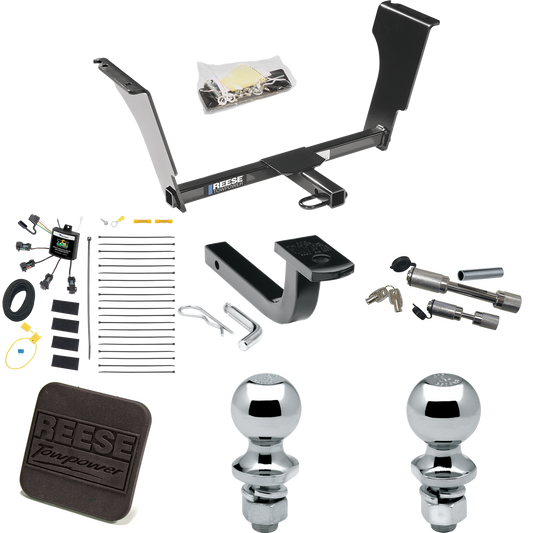 Se adapta al paquete de enganche de remolque Cadillac CTS 2003-2007 con arnés de cableado de 4 contactos planos "sin empalme" + barra de tracción + bola de 1-7/8" + 2" + cubierta de enganche + enganche doble y cerraduras de acoplador de Reese Towpower