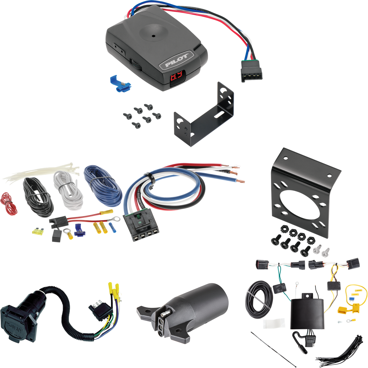 Fits 2018-2022 Land Rover Range Rover Velar 7-Way RV Wiring + Pro Series Pilot Brake Control + Generic BC Wiring Adapter + 7-Way to 4-Way Adapter By Tekonsha