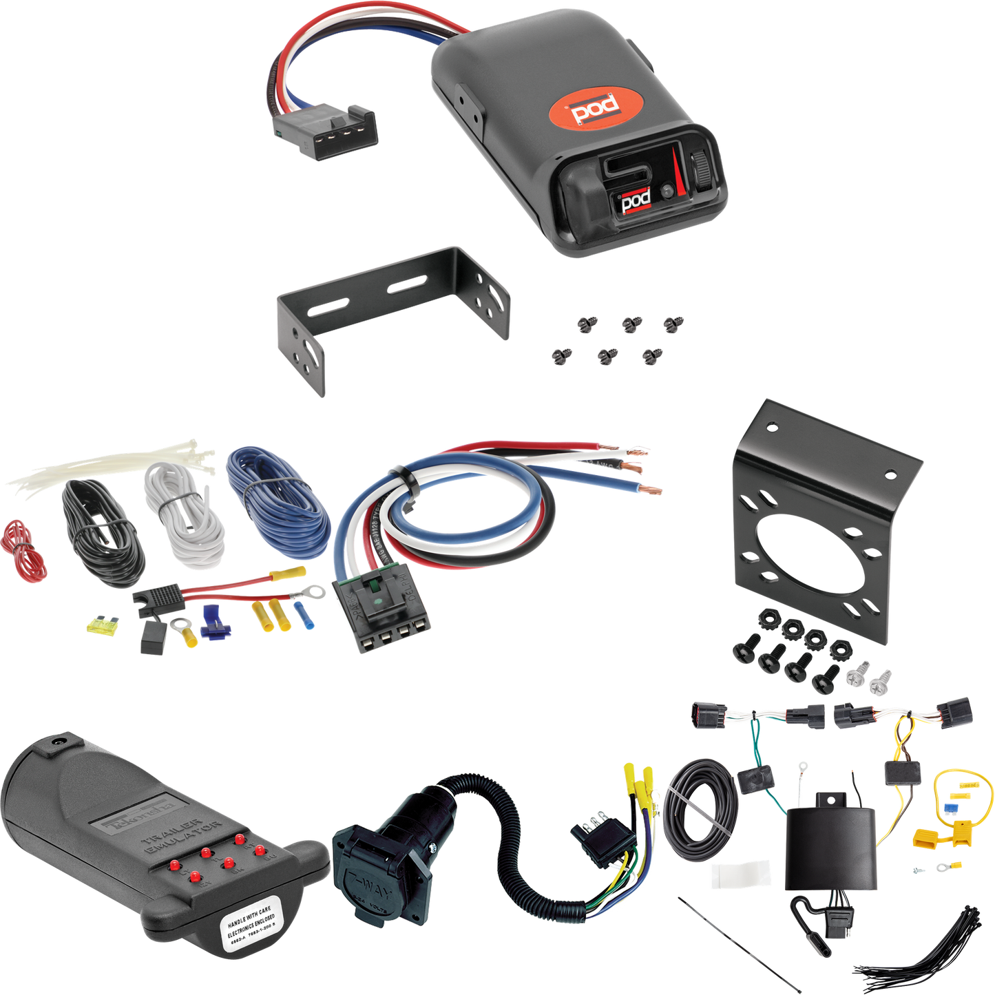 Fits 2018-2022 Land Rover Range Rover Velar 7-Way RV Wiring + Pro Series POD Brake Control + Generic BC Wiring Adapter + 7-Way Tester and Trailer Emulator By Tekonsha