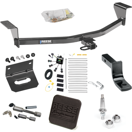 Fits 2008-2010 Scion xB Trailer Hitch Tow PKG w/ 4-Flat Zero Contact "No Splice" Wiring Harness + Draw-Bar + Interchangeable 1-7/8" & 2" Balls + Wiring Bracket + Hitch Cover + Dual Hitch & Coupler Locks (Excludes: Release Series Models) By Reese Towp