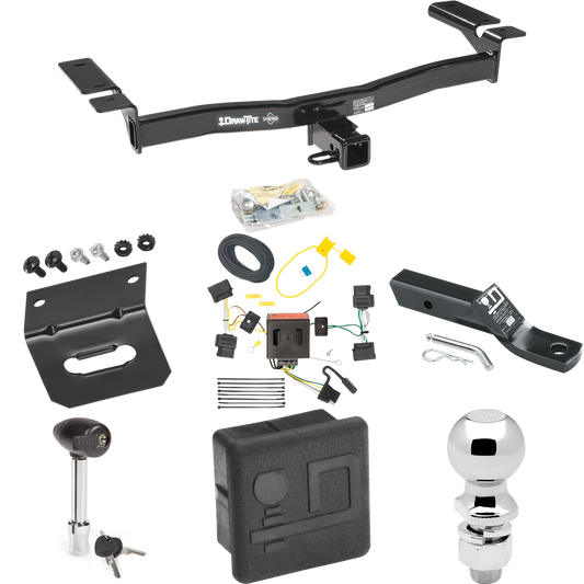 Fits 2007-2010 Lincoln MKX Trailer Hitch Tow PKG w/ 4-Flat Wiring + Ball Mount w/ 2" Drop + 2-5/16" Ball + Wiring Bracket + Hitch Lock + Hitch Cover By Draw-Tite