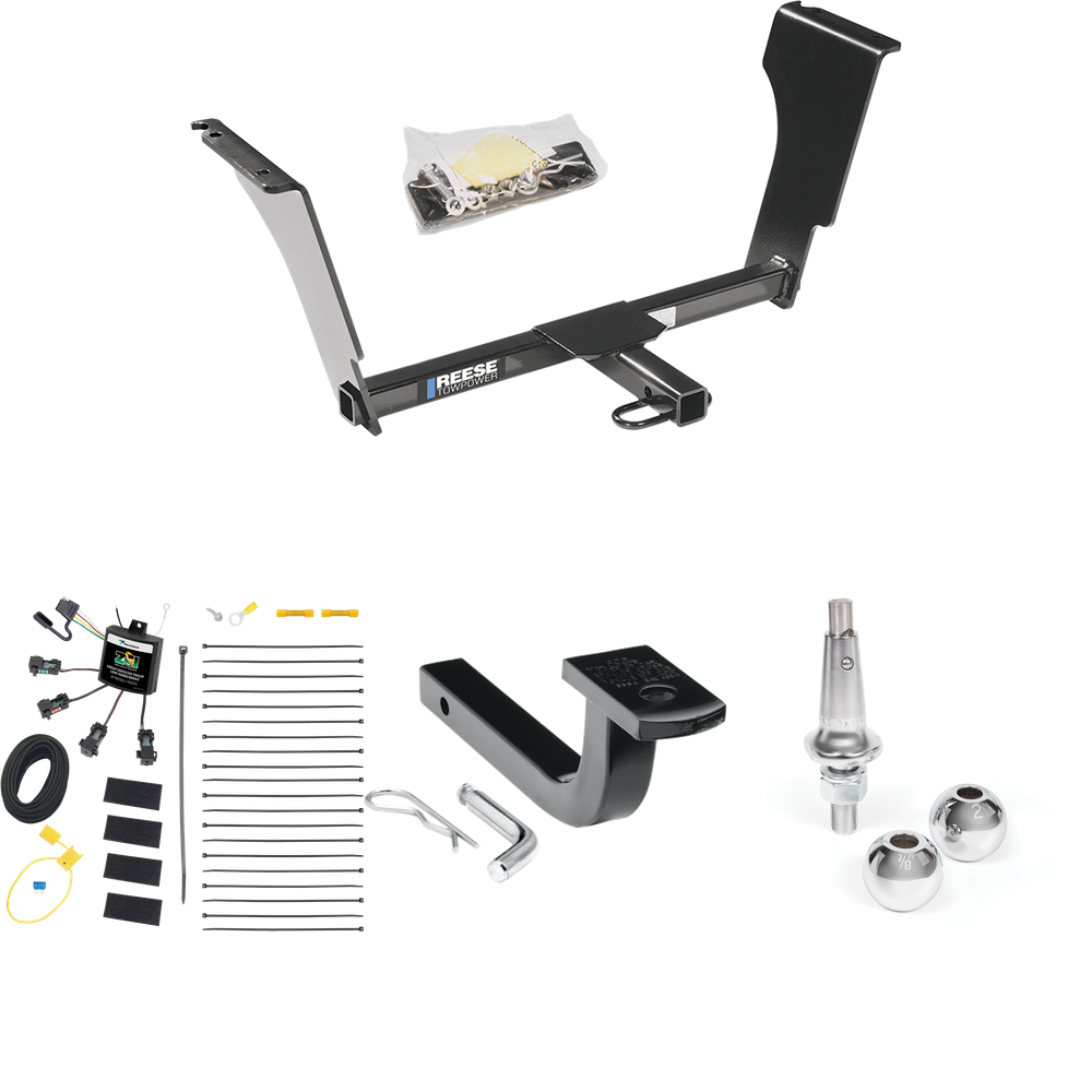 Se adapta al paquete de enganche de remolque Cadillac STS 2005-2011 con arnés de cableado de 4 contactos planos "sin empalme" + barra de tracción + bolas intercambiables de 1-7/8" y 2" de Reese Towpower