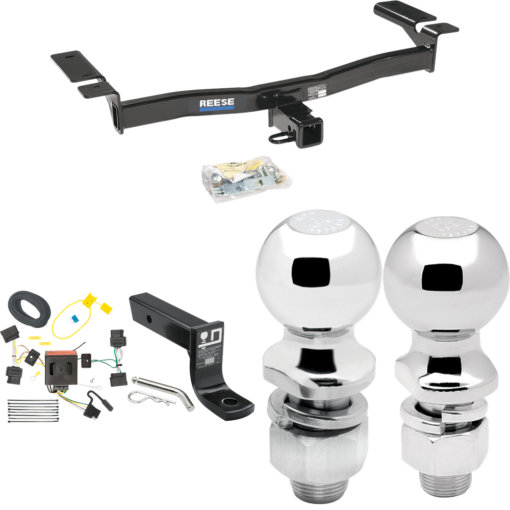 Fits 2007-2010 Ford Edge Trailer Hitch Tow PKG w/ 4-Flat Wiring + Ball Mount w/ 4" Drop + 2" Ball + 2-5/16" Ball (Excludes: Sport Models) By Reese Towpower