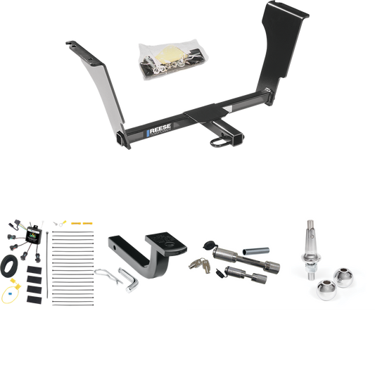 Fits 2003-2007 Cadillac CTS Trailer Hitch Tow PKG w/ 4-Flat Zero Contact "No Splice" Wiring Harness + Draw-Bar + Interchangeable 1-7/8" & 2" Balls + Dual Hitch & Coupler Locks By Reese Towpower