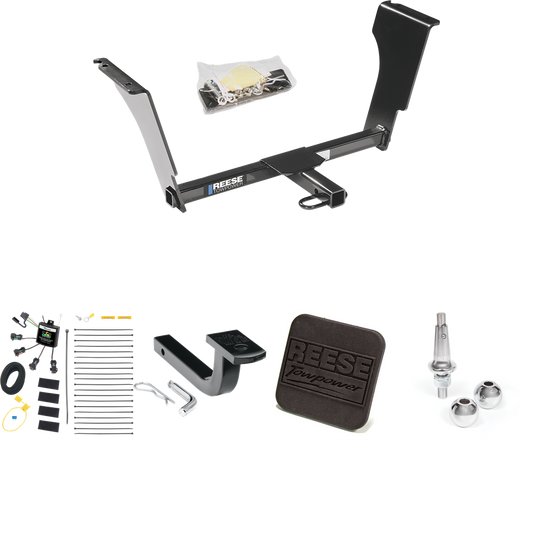 Fits 2005-2011 Cadillac STS Trailer Hitch Tow PKG w/ 4-Flat Zero Contact "No Splice" Wiring Harness + Draw-Bar + Interchangeable 1-7/8" & 2" Balls + Hitch Cover By Reese Towpower