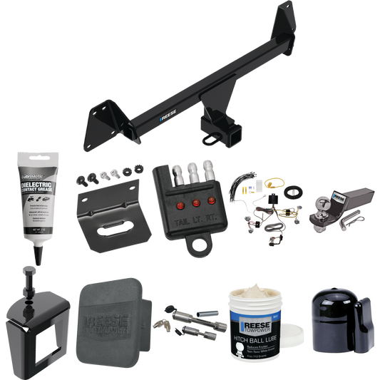 Fits 2022-2023 Toyota Corolla Cross Trailer Hitch Tow PKG w/ 4-Flat Wiring + Starter Kit Ball Mount w/ 2" Drop & 2" Ball + 1-7/8" Ball + Wiring Bracket + Dual Hitch & Coupler Locks + Hitch Cover + Wiring Tester + Ball Lube + Electric Grease + Ball Wr
