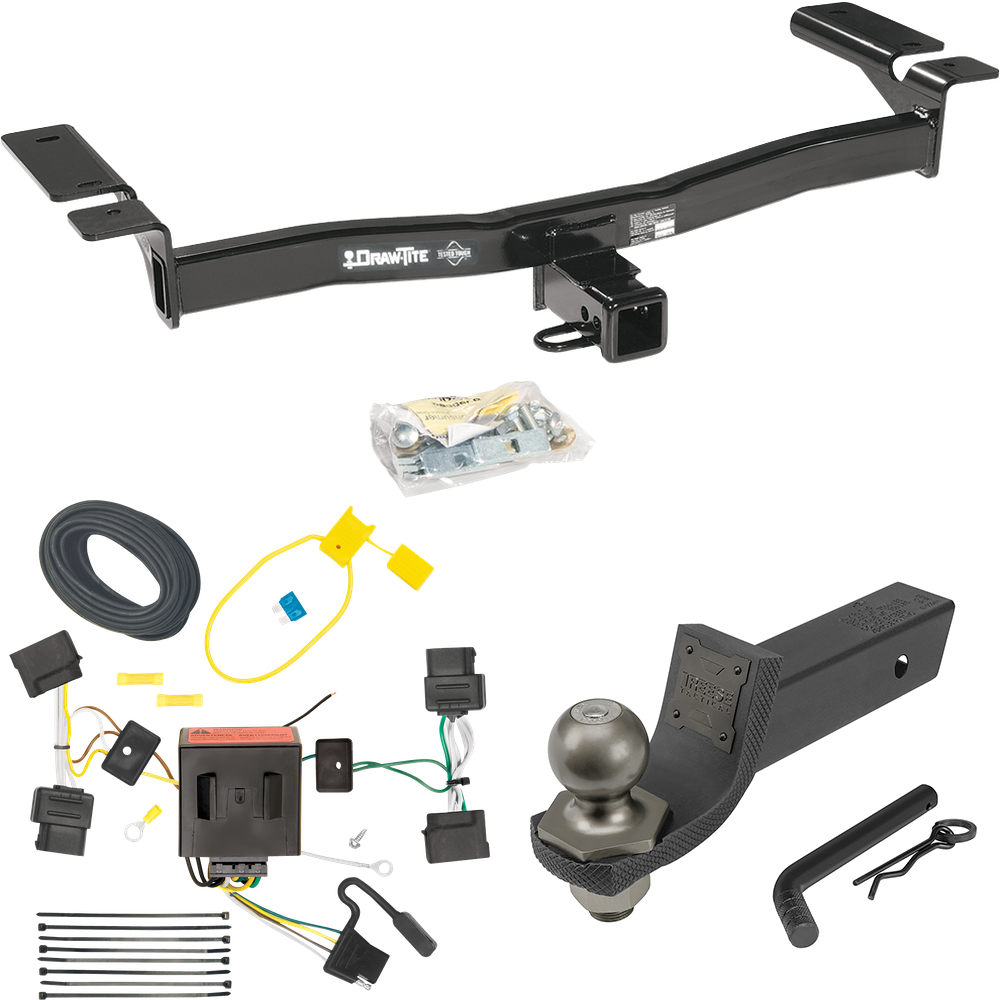 Se adapta al paquete de enganche de remolque Lincoln MKX 2007-2010 con cableado plano de 4 + kit de inicio táctico de enclavamiento con caída de 2" y bola de 2" de Draw-Tite