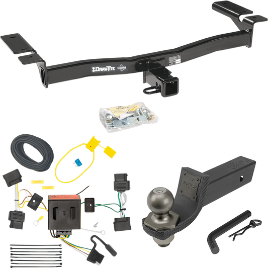 Fits 2007-2010 Lincoln MKX Trailer Hitch Tow PKG w/ 4-Flat Wiring + Interlock Tactical Starter Kit w/ 2" Drop & 2" Ball By Draw-Tite