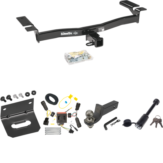 Fits 2011-2014 Ford Edge Trailer Hitch Tow PKG w/ 4-Flat Wiring + Interlock Tactical Starter Kit w/ 2" Drop & 2" Ball + Tactical Dogbone Lock + Wiring Bracket (Excludes: Sport Models) By Draw-Tite