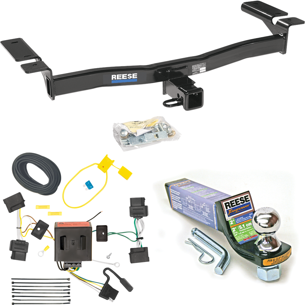 Se adapta al paquete de enganche de remolque Lincoln MKX 2007-2010 con cableado plano de 4 + kit de montaje de bola de inicio con caída de 2" y bola de 1-7/8" de Reese Towpower