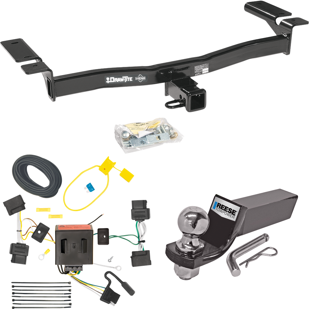 Fits 2007-2010 Ford Edge Trailer Hitch Tow PKG w/ 4-Flat Wiring + Starter Kit Ball Mount w/ 2" Drop & 2" Ball (Excludes: Sport Models) By Draw-Tite