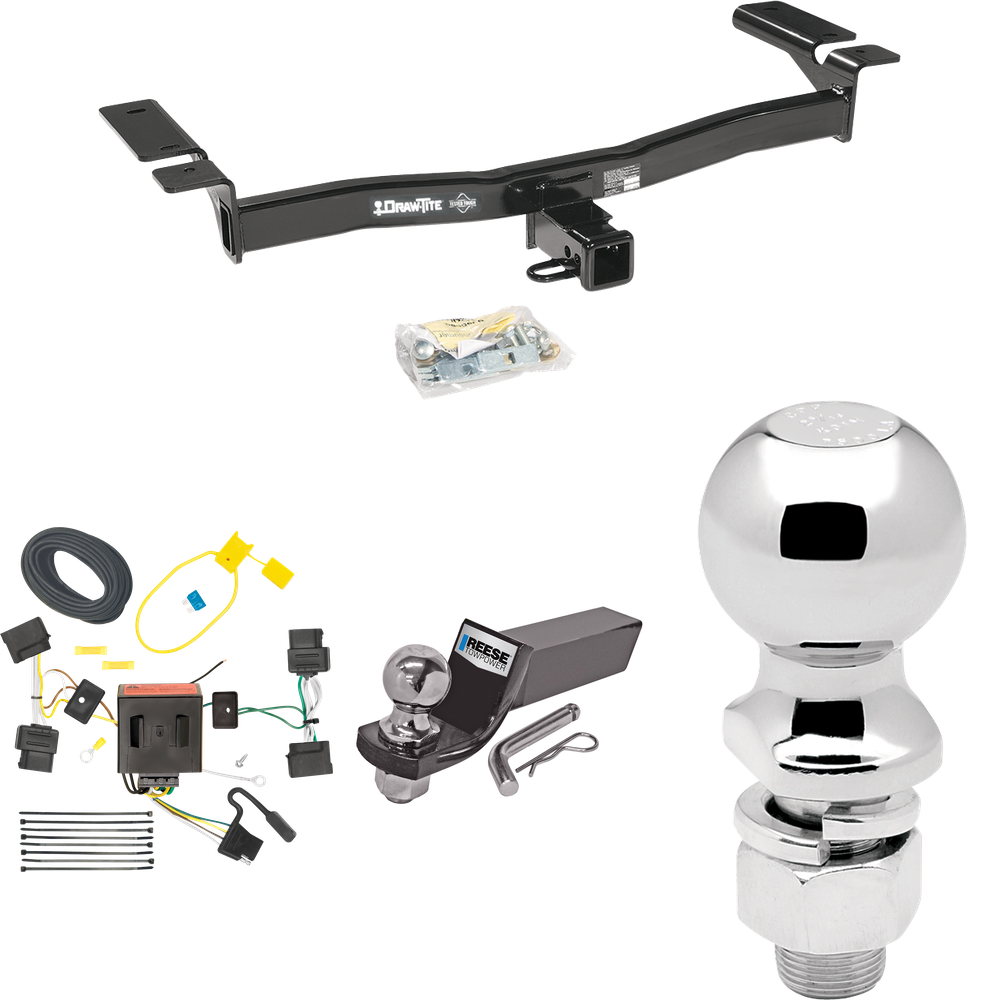 Fits 2007-2010 Lincoln MKX Trailer Hitch Tow PKG w/ 4-Flat Wiring + Starter Kit Ball Mount w/ 2" Drop & 2" Ball + 2-5/16" Ball By Draw-Tite