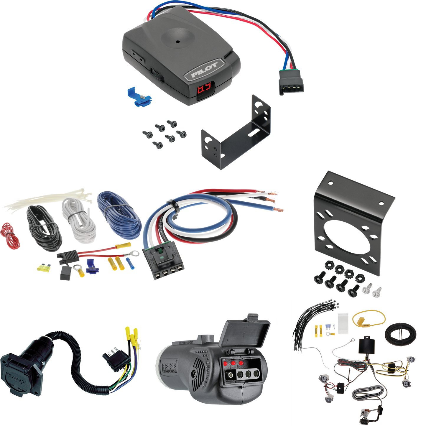 Fits 2022-2023 Toyota Corolla Cross 7-Way RV Wiring + Pro Series Pilot Brake Control + Generic BC Wiring Adapter + 2 in 1 Tester & 7-Way to 4-Way Adapter (For w/LED Taillights Models) By Tekonsha