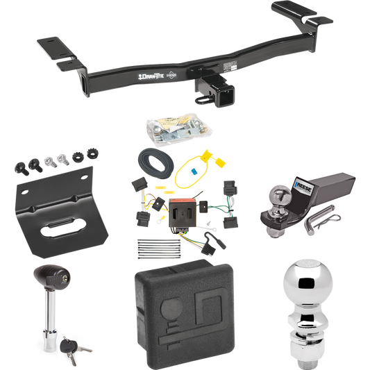 Fits 2007-2010 Ford Edge Trailer Hitch Tow PKG w/ 4-Flat Wiring + Starter Kit Ball Mount w/ 2" Drop & 2" Ball + 2-5/16" Ball + Wiring Bracket + Hitch Lock + Hitch Cover (Excludes: Sport Models) By Draw-Tite