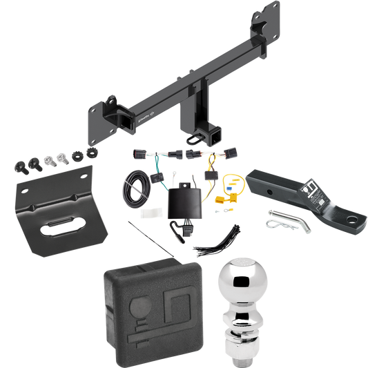 Se adapta al paquete de enganche de remolque Jaguar F-Pace 2017-2021 con cableado de 4 planos + soporte de bola con caída de 2" + bola de 2-5/16" + soporte de cableado + cubierta de enganche de Draw-Tite