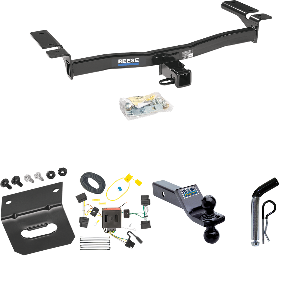 Fits 2007-2010 Ford Edge Trailer Hitch Tow PKG w/ 4-Flat Wiring Harness + Dual Ball Ball Mount 1-7/8" & 2" Trailer Balls + Pin/Clip + Wiring Bracket (Excludes: Sport Models) By Reese Towpower