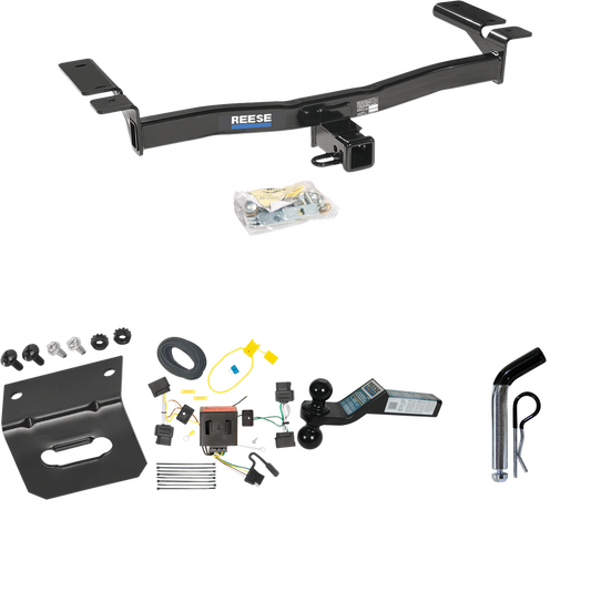 Se adapta al paquete de enganche de remolque Ford Edge 2007-2010 con arnés de cableado de 4 planos + soporte de bola doble bolas de remolque de 2" y 2-5/16" + pasador/clip + soporte de cableado (excluye: modelos deportivos) de Reese Towpower