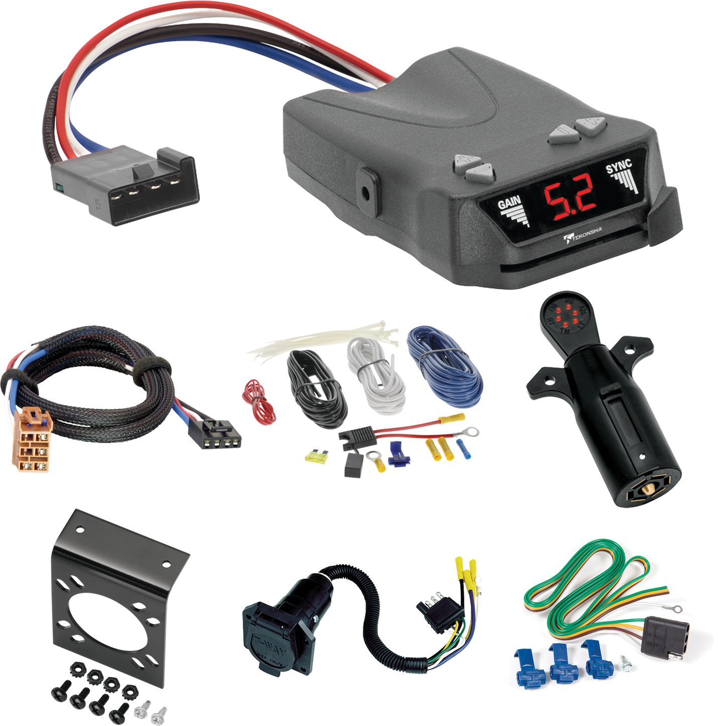 Fits 1995-1999 Chevrolet Tahoe 7-Way RV Wiring + Tekonsha Brakeman IV Brake Control + Plug & Play BC Adapter + 7-Way Tester By Reese Towpower