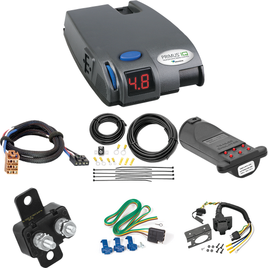 Compatible con cableado de RV de 7 vías Cadillac Escalade 2002-2002 + control de frenos Tekonsha Primus IQ + adaptador BC Plug &amp; Play + probador de 7 vías y emulador de remolque de Reese Towpower