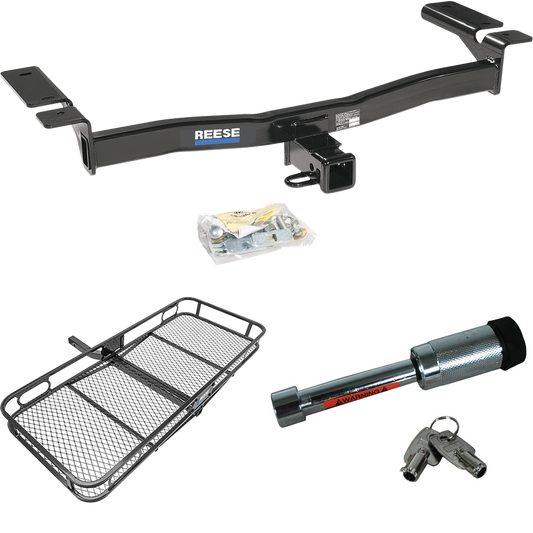 Fits 2007-2014 Ford Edge Trailer Hitch Tow PKG w/ 60" x 24" Cargo Carrier + Hitch Lock (Excludes: Sport Models) By Reese Towpower