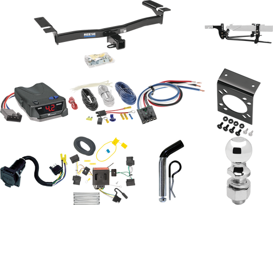 Fits 2007-2010 Ford Edge Trailer Hitch Tow PKG w/ 6K Round Bar Weight Distribution Hitch w/ 2-5/16" Ball + 2" Ball + Pin/Clip + Tekonsha BRAKE-EVN Brake Control + Generic BC Wiring Adapter + 7-Way RV Wiring (Excludes: Sport Models) By Reese Towpower