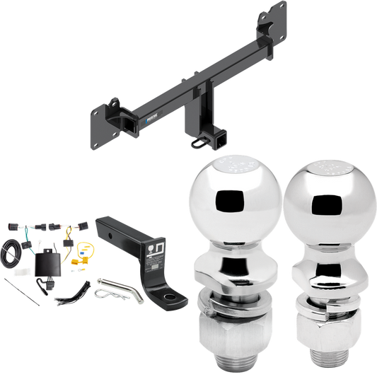 Fits 2017-2021 Jaguar F-Pace Trailer Hitch Tow PKG w/ 4-Flat Wiring + Ball Mount w/ 4" Drop + 2" Ball + 2-5/16" Ball By Reese Towpower