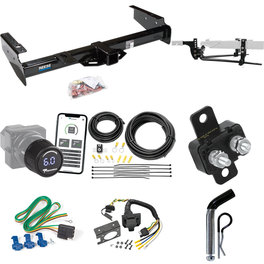 Fits 1992-1999 Chevrolet Suburban K2500 Trailer Hitch Tow PKG w/ 11.5K Round Bar Weight Distribution Hitch w/ 2-5/16" Ball + Pin/Clip + Tekonsha Prodigy iD Bluetooth Wireless Brake Control + 7-Way RV Wiring By Reese Towpower